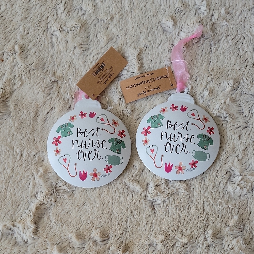 Best Nurse Ever Ornament Set - Pink and Green